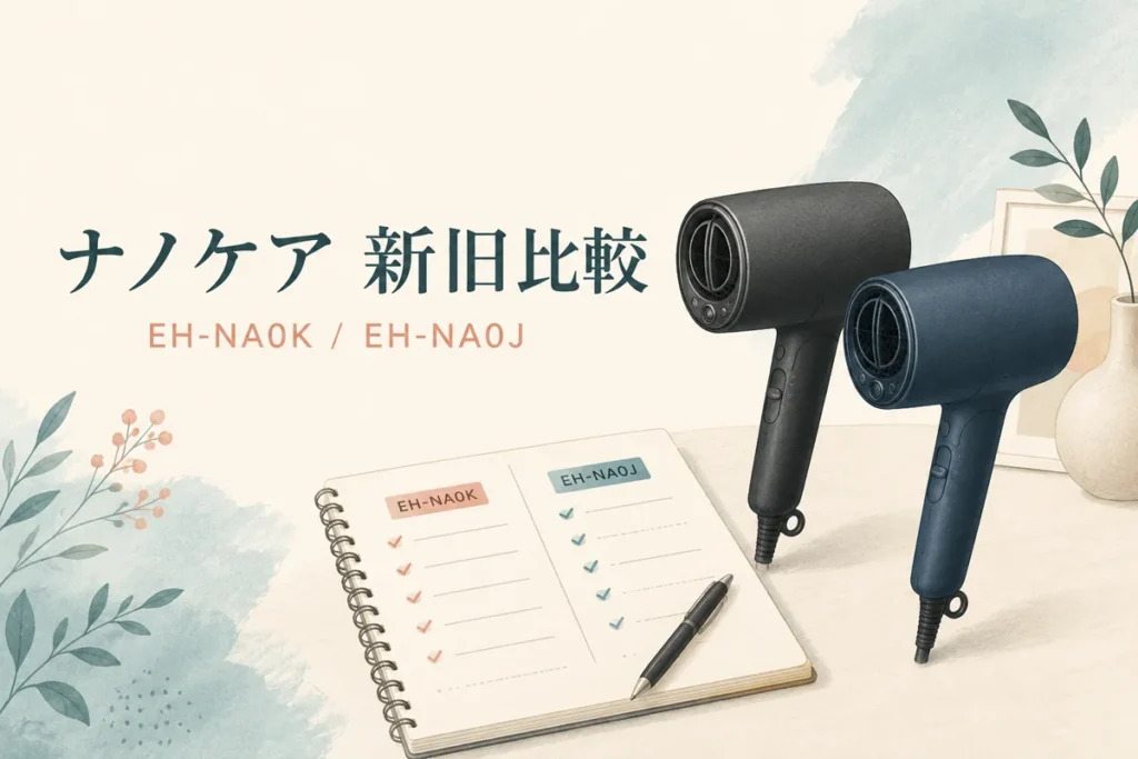 ナノケアEH-NA0KとEH-NA0Jの新旧比較を表したイメージ