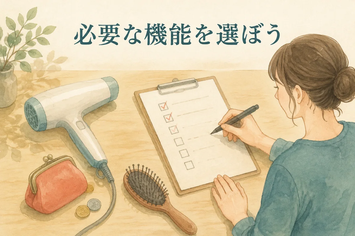 予算と必要な機能を整理するイメージ