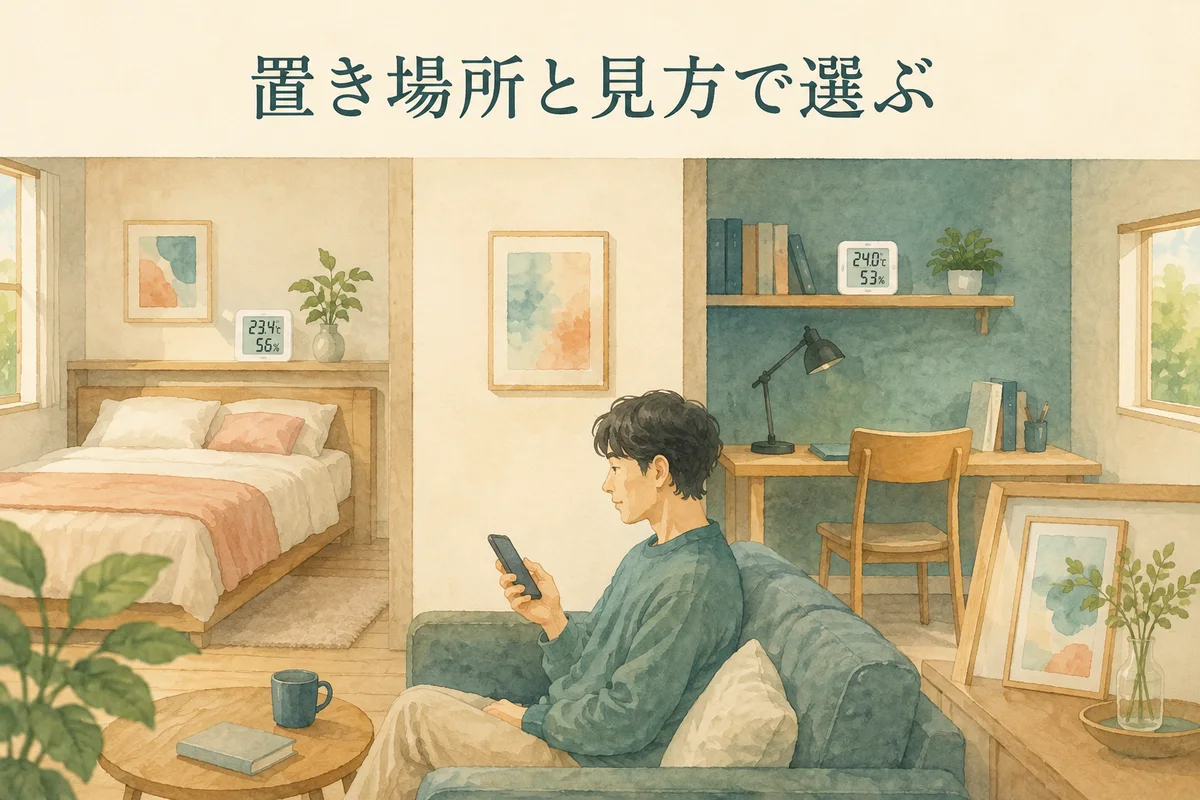 複数の部屋で温湿度を確認するイメージ