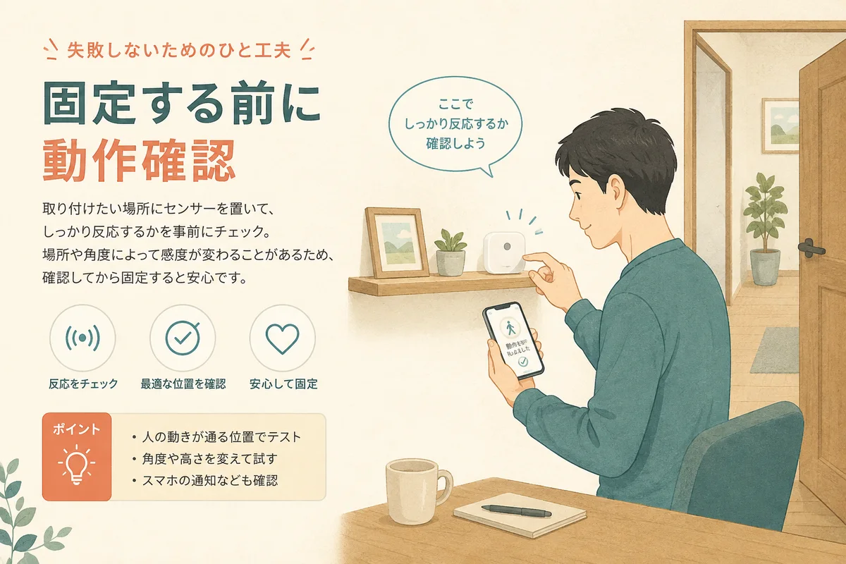 センサーを本固定する前の動作確認イメージ