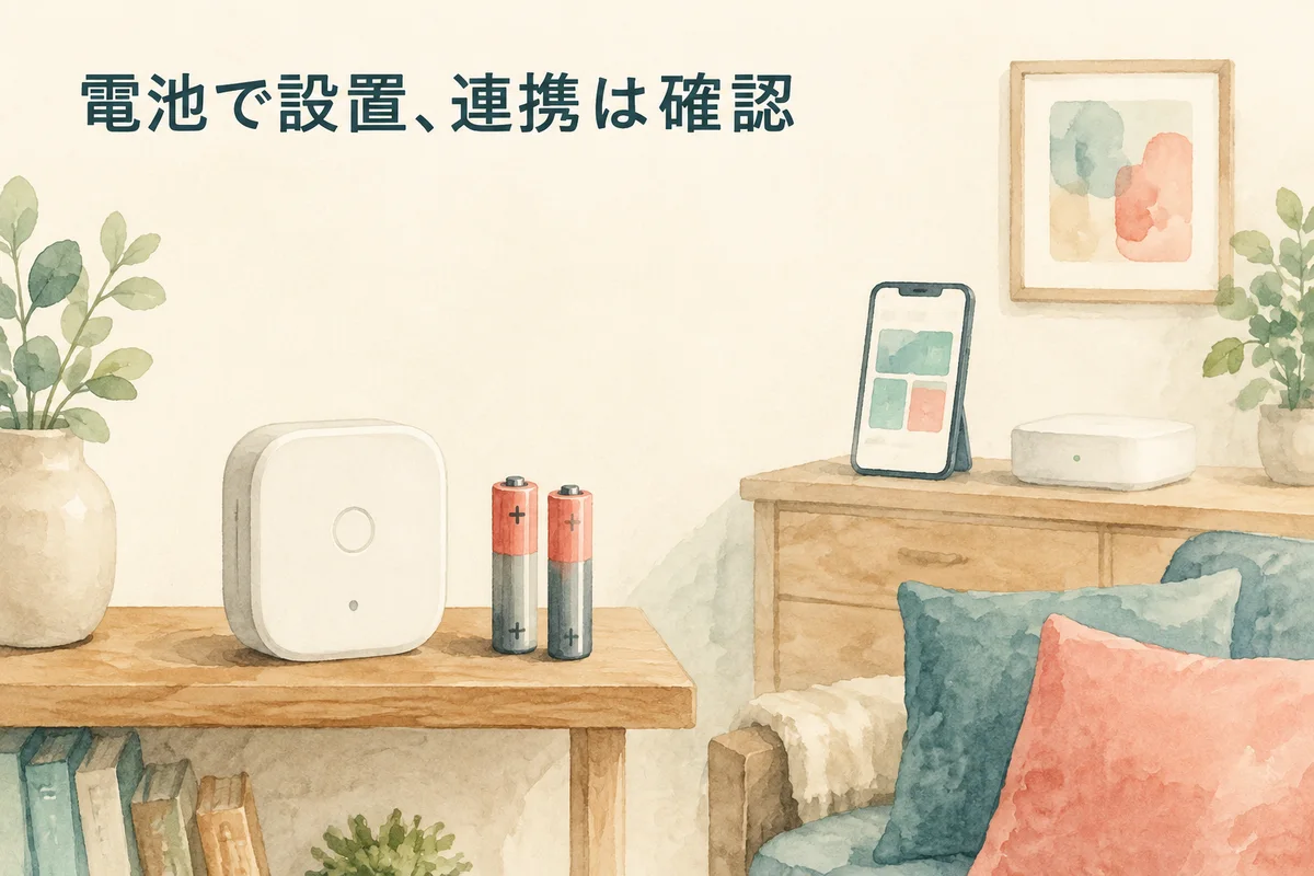 電池駆動のセンサーと連携機器を確認するイメージ